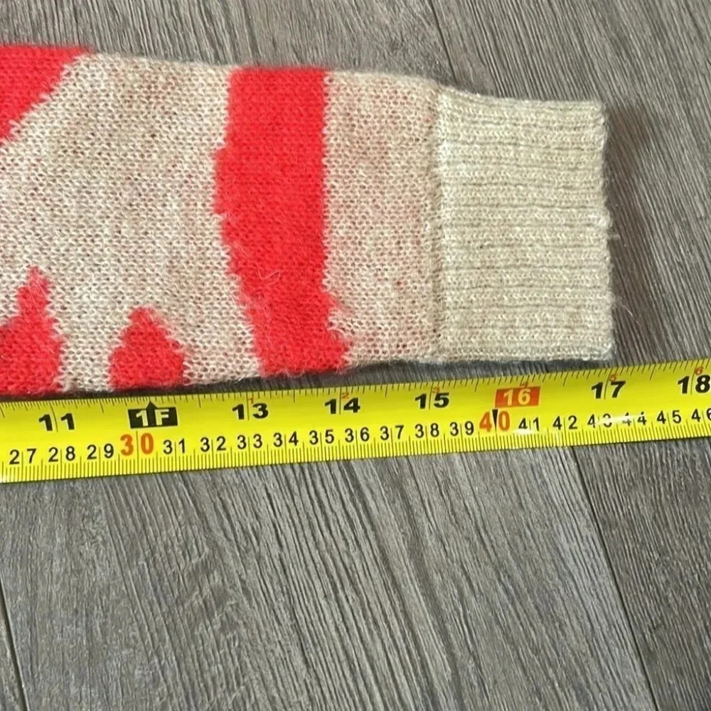 Club Monaco Women Mohair Zebra Stripe  Tan Red Pullover Crew Neck Sweater Sz:XS - Picture 12 of 12